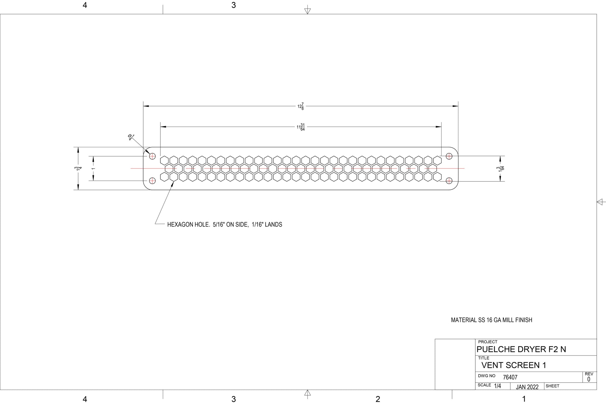 air inlet screen with hexagonal holes. 